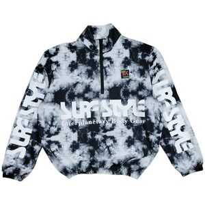 Surf Style Windbreaker Pullover Mens S Black White Tie Dye Interplanetary Retro
